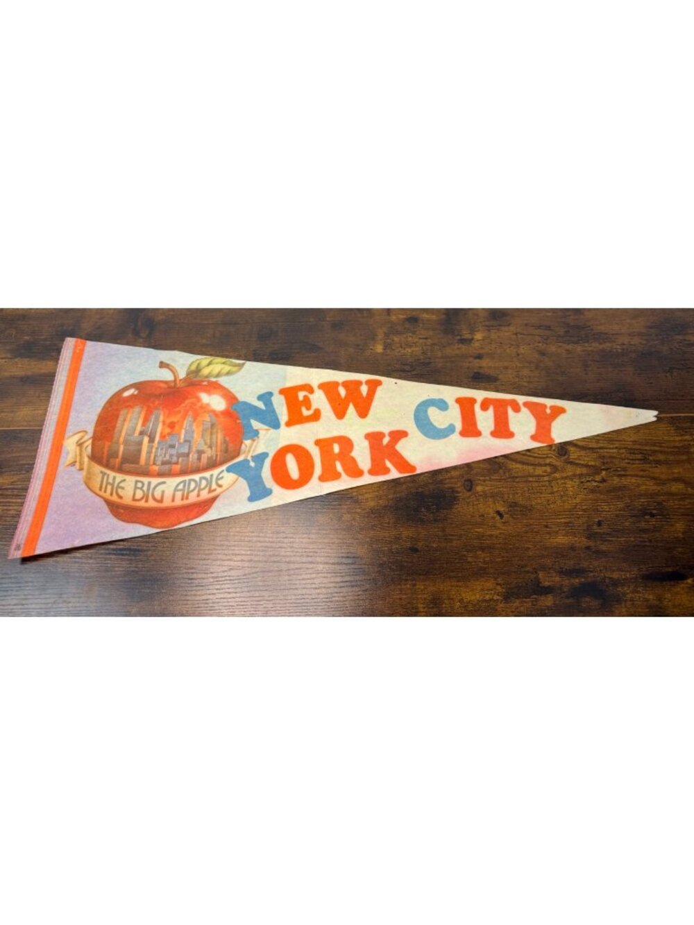 Vintage New York City "The Big Apple" Felt Pennant With Skyline Art